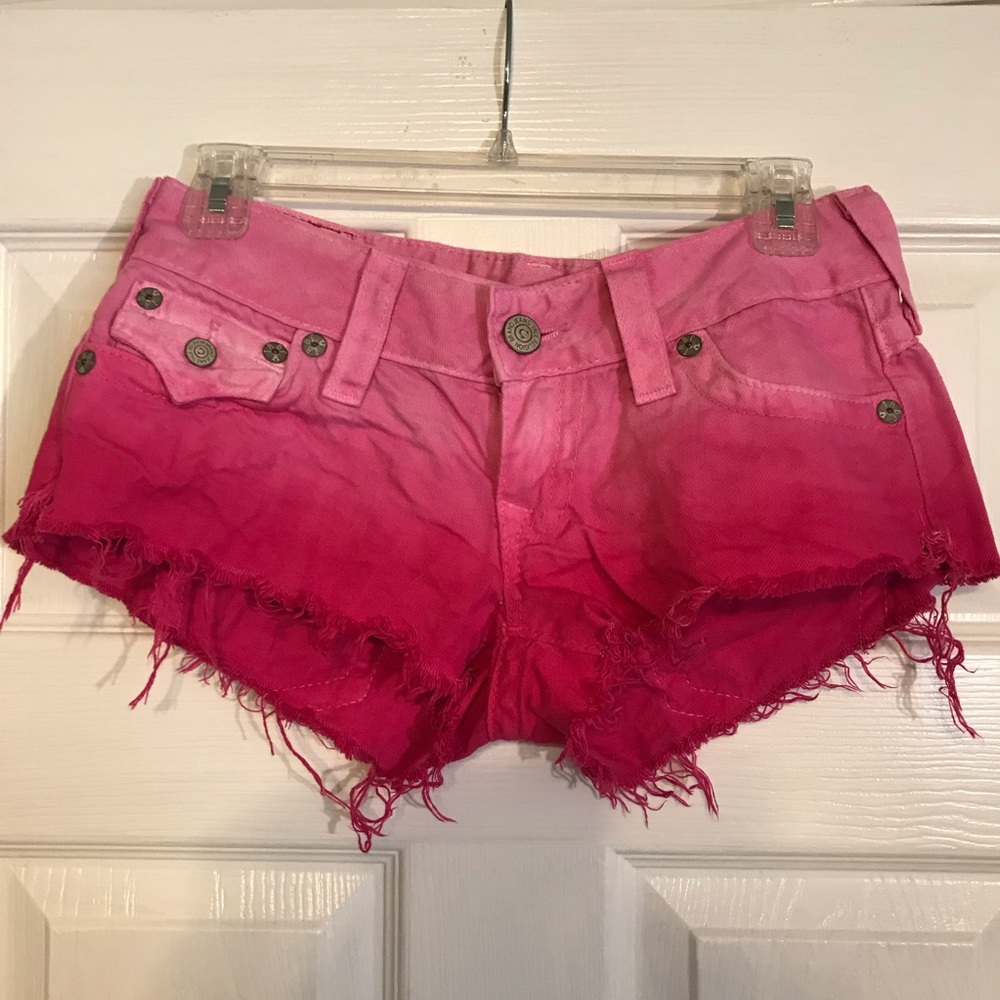 True Religion cut off hot pink shorts